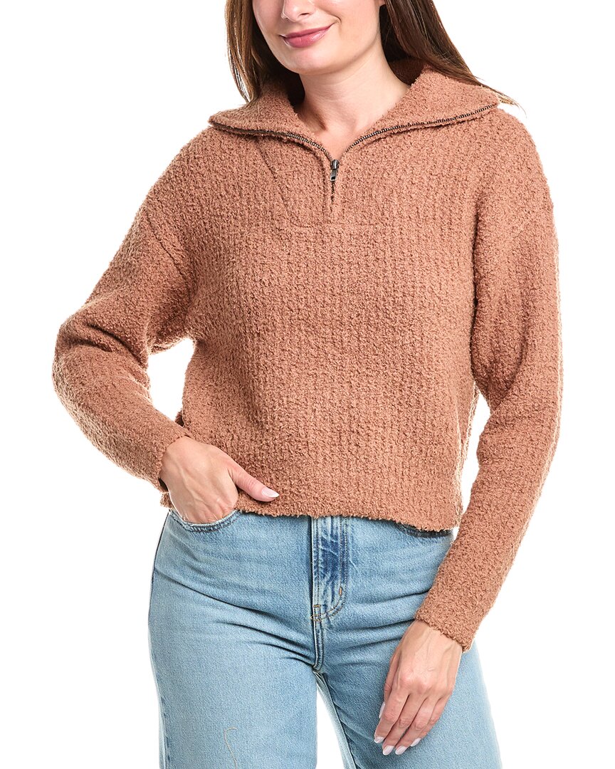 Saltwater Luxe Fuzzy 1/2-zip Pullover In Brown