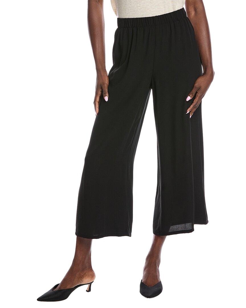 Eileen Fisher Petite Velvet Wide Silk-blend Ankle Pant In Black