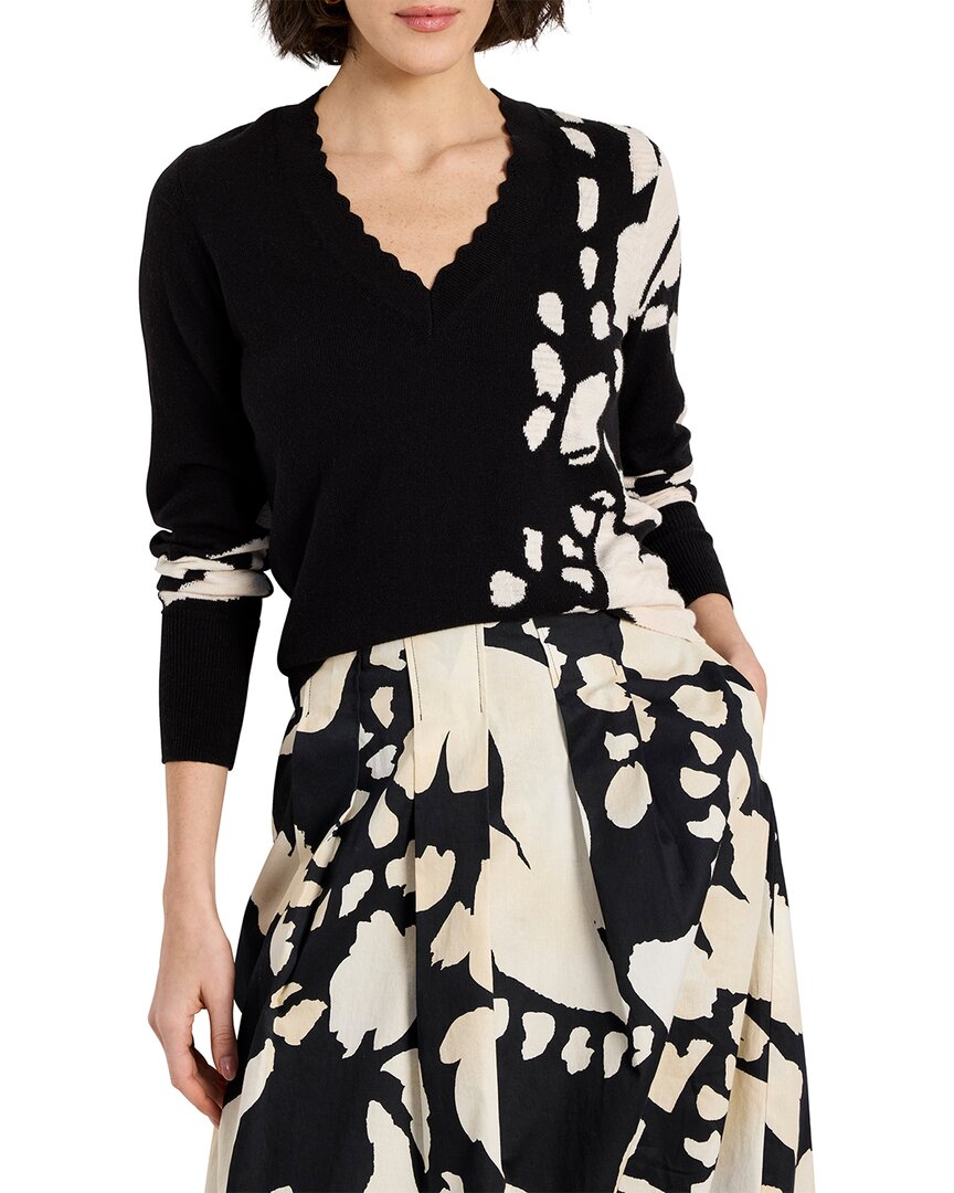 Nic + Zoe Nic+zoe Evening Petal Scallop V-neck Sweater