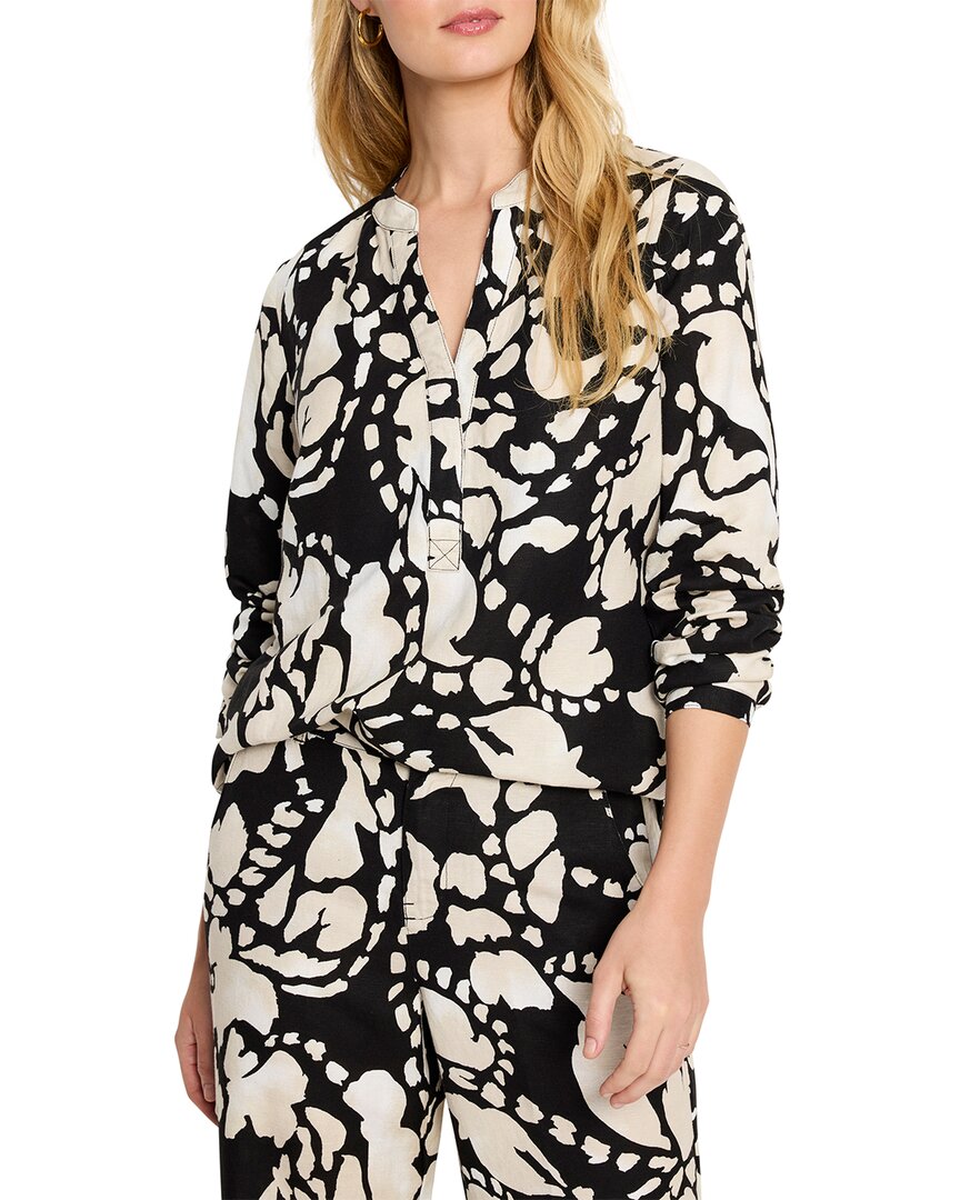 Nic + Zoe Evening Petal Woven Shirt In Black Multi In Black