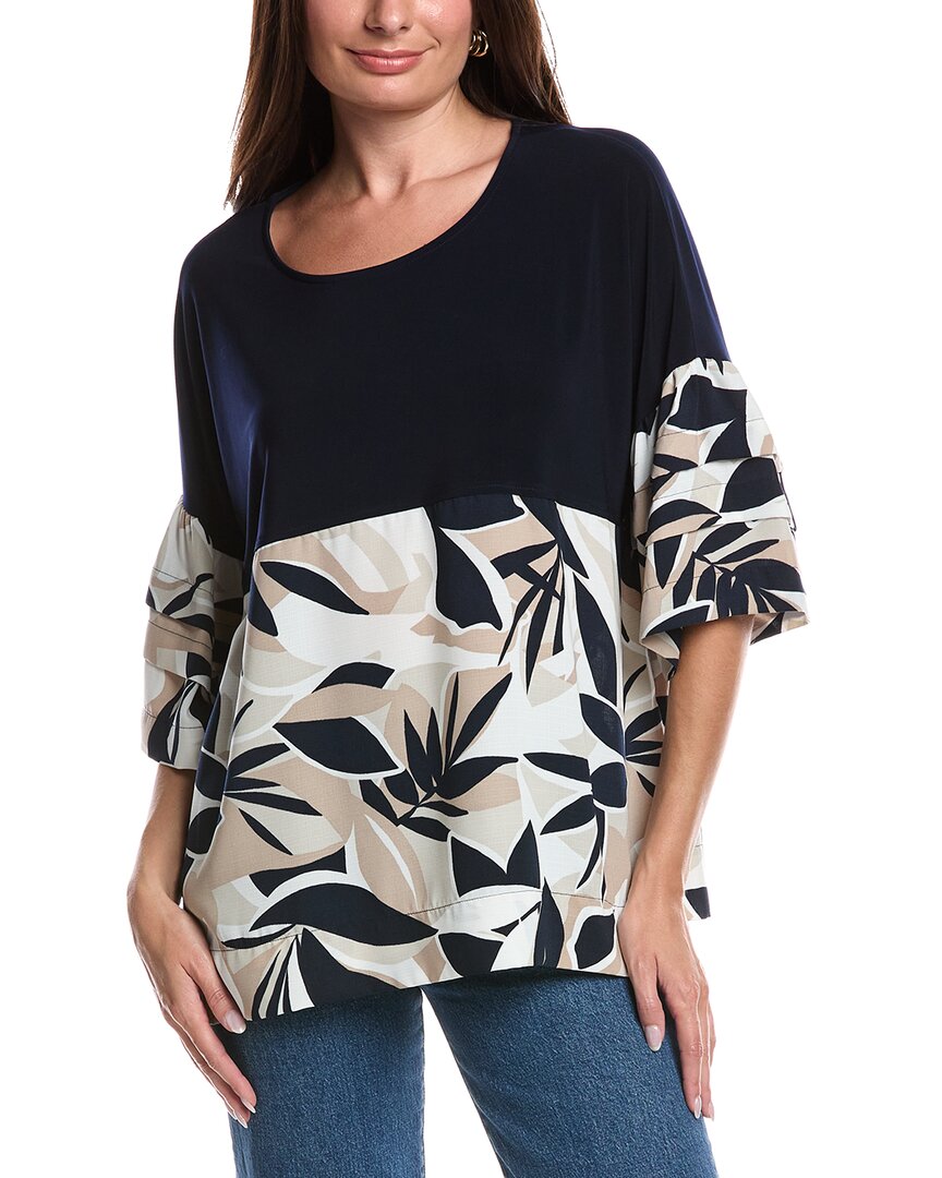 Joseph Ribkoff Tiered Sleeve Mixed Media Top In Multi