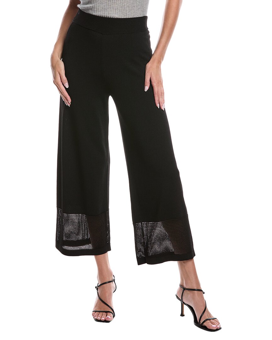 Joseph Ribkoff Knit Mesh Ankle Pant In Black