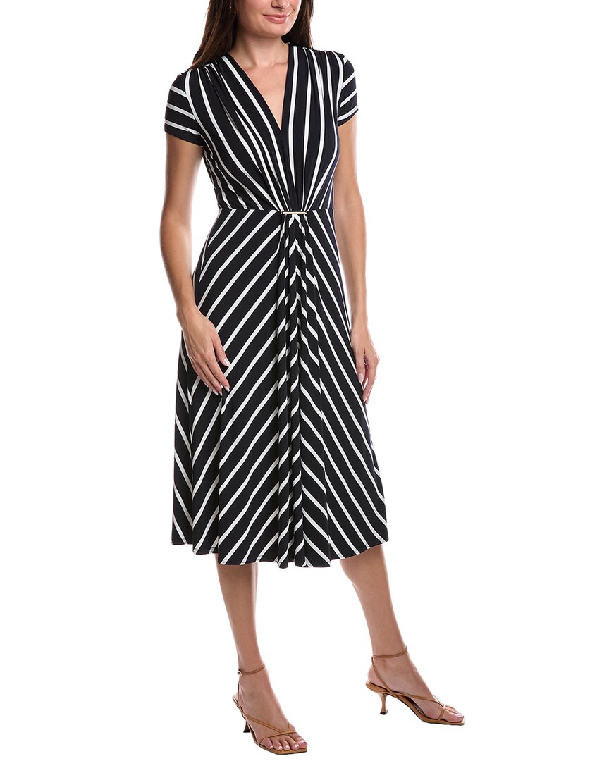 Joseph Ribkoff Gathered Front Midi Dress In Black