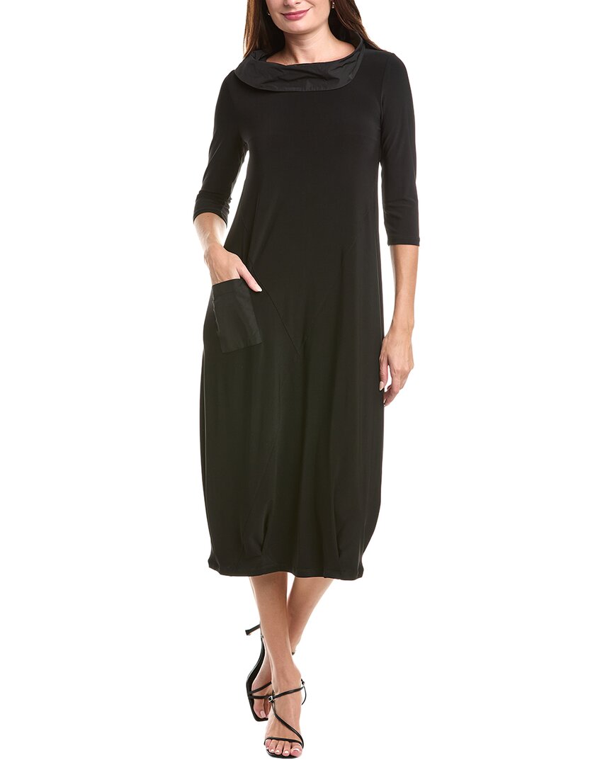 Joseph Ribkoff Paneled Cowl Neck Midi Dress In Black