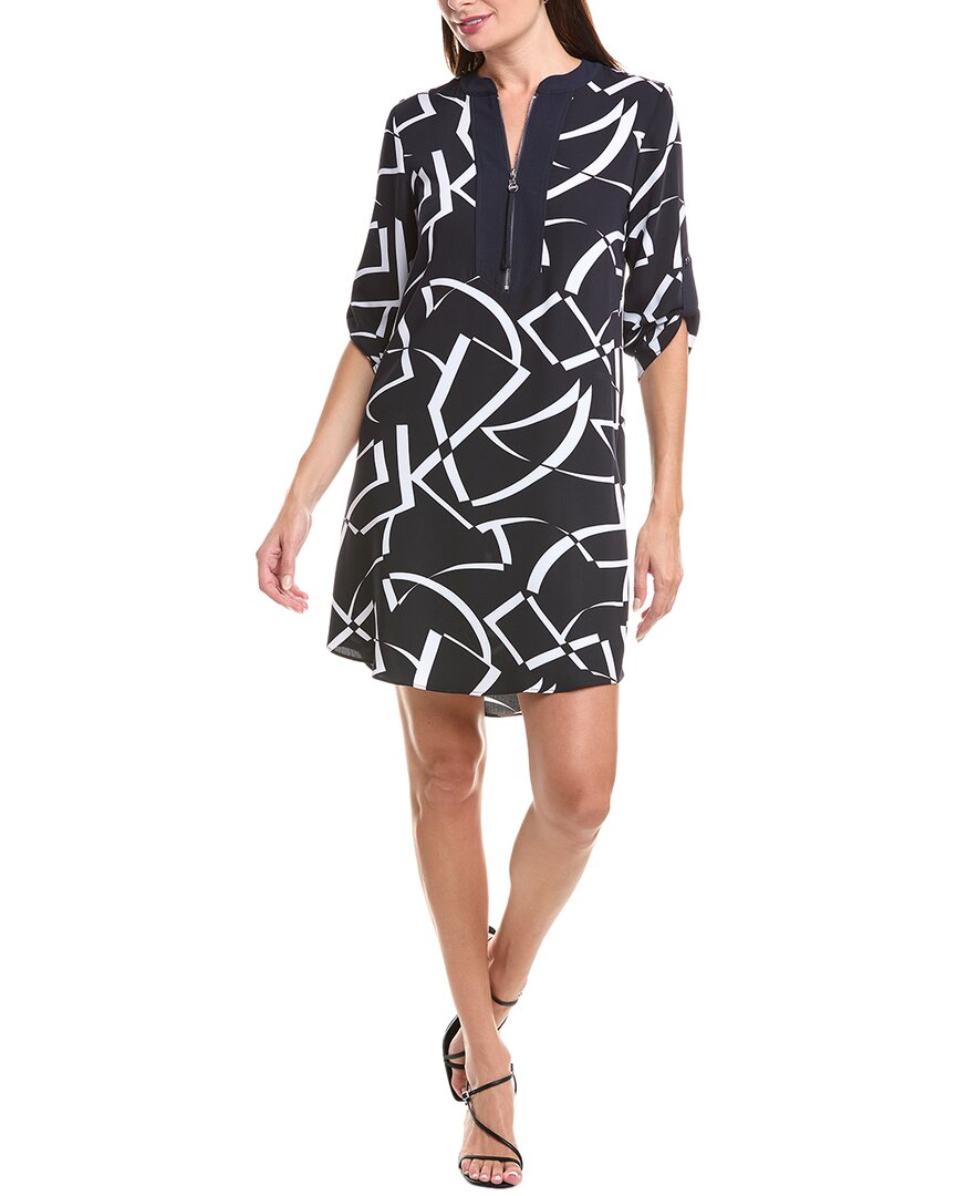 Joseph Ribkoff Geometric Shift Dress In Midnight Blue/vanilla In Blue
