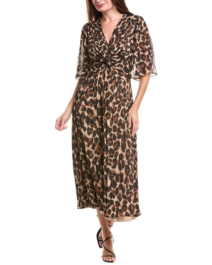 Joseph Ribkoff Pleated Midi Dress In Brown