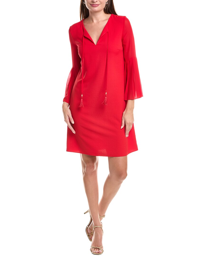 Joseph Ribkoff Eggshell And Chiffon Straight Dress In Radiant Red In Red