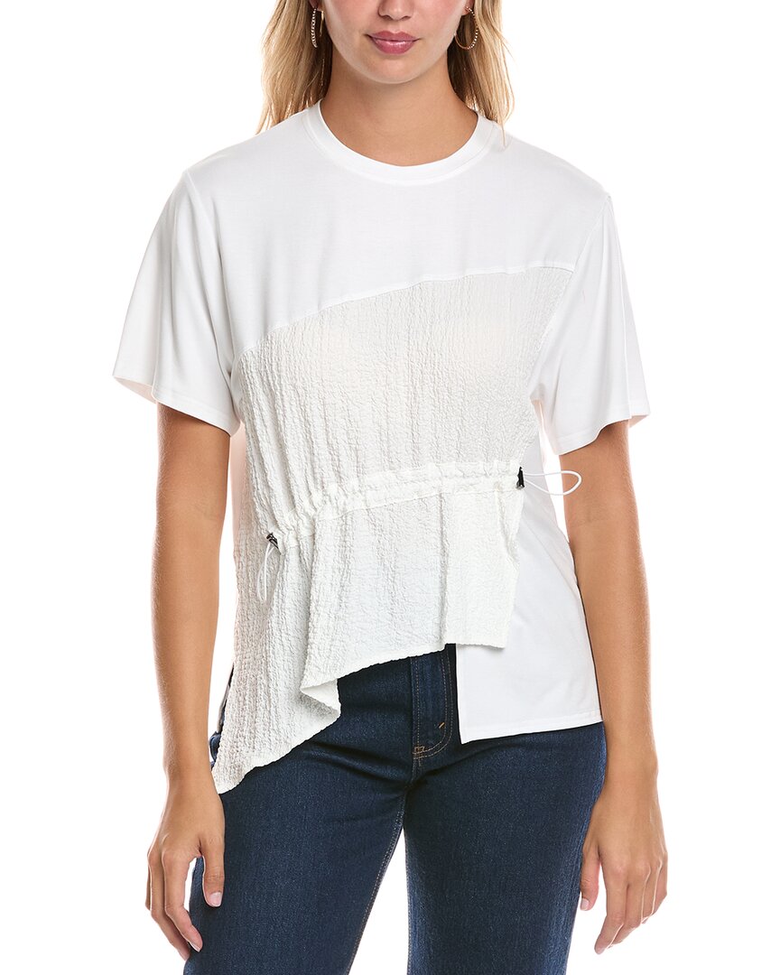 Joseph Ribkoff Adjustable Elastic Asymmetrical Top In Vanilla In White