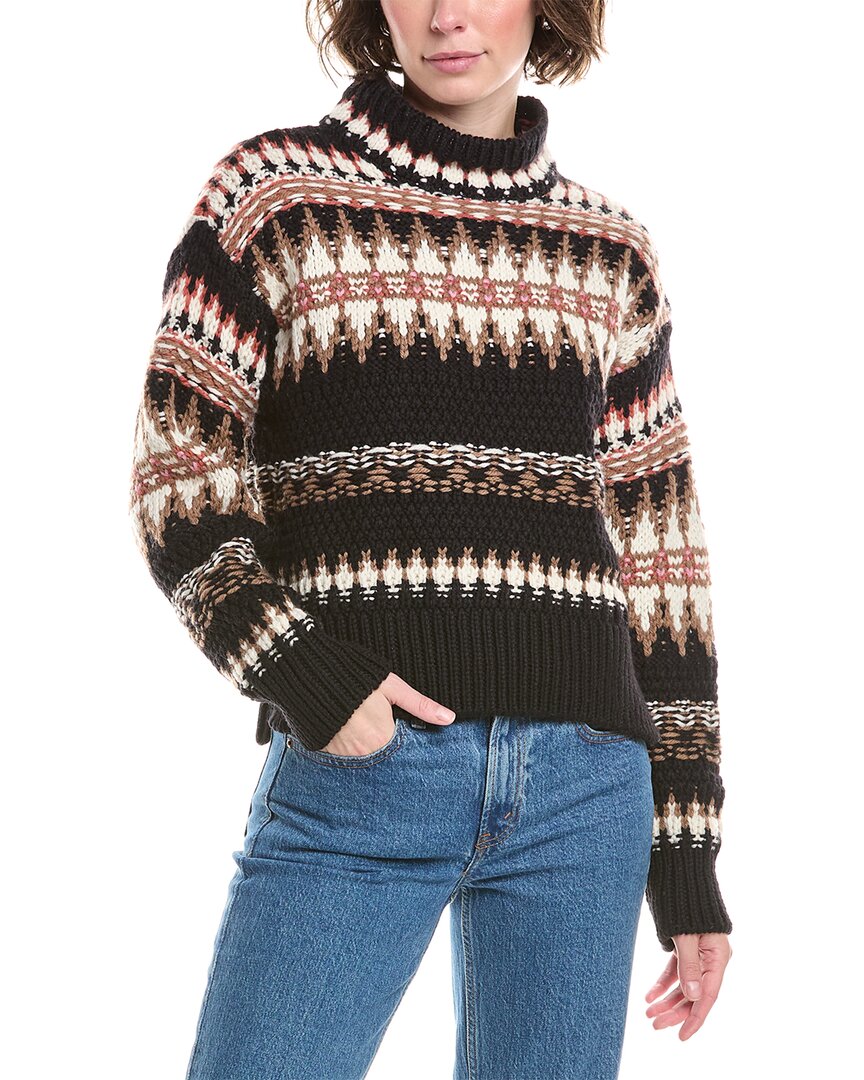 Splendid Henrietta Wool Fair Isle Sweater In Black