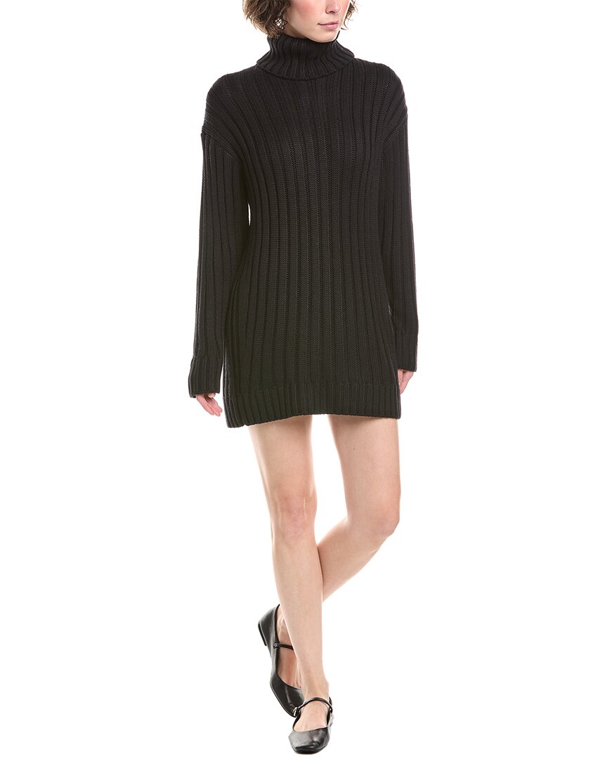 Splendid Felicity Turtleneck Long Sleeve Mini Sweater Dress In Black