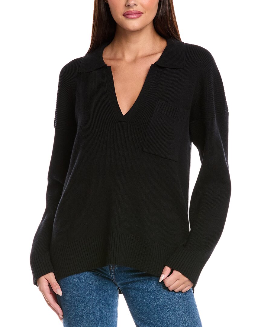 Splendid Kristen Wool & Silk-blend Polo Sweater In Black