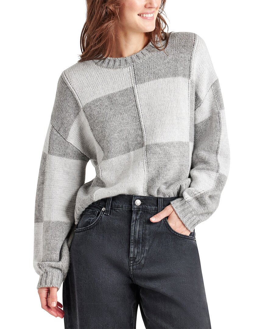 Splendid Kit Color Blocked Checkerboard Sweater In Gray