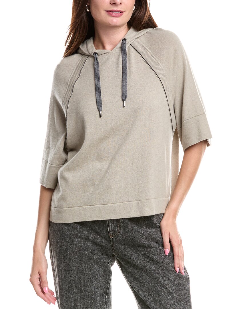Brunello Cucinelli Cashmere Hooded Sweater In Gray