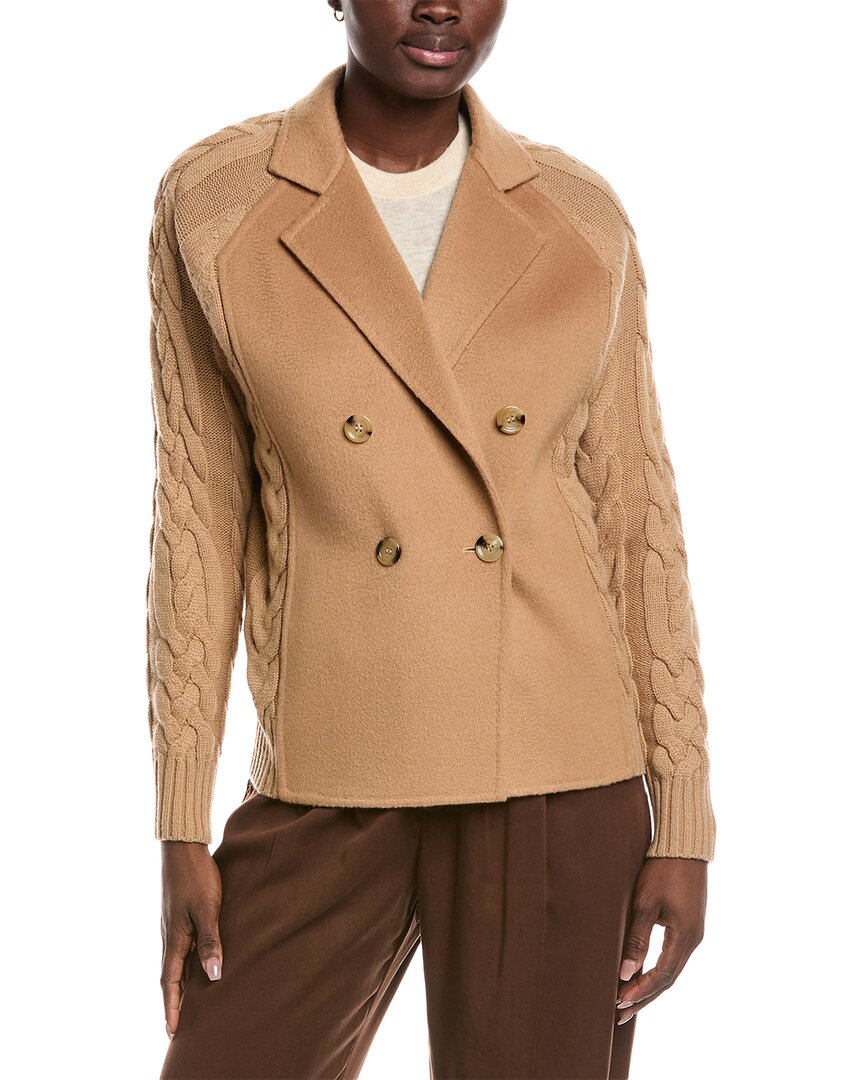 Max Mara Micio Wool & Cashmere-blend Jacket In Brown