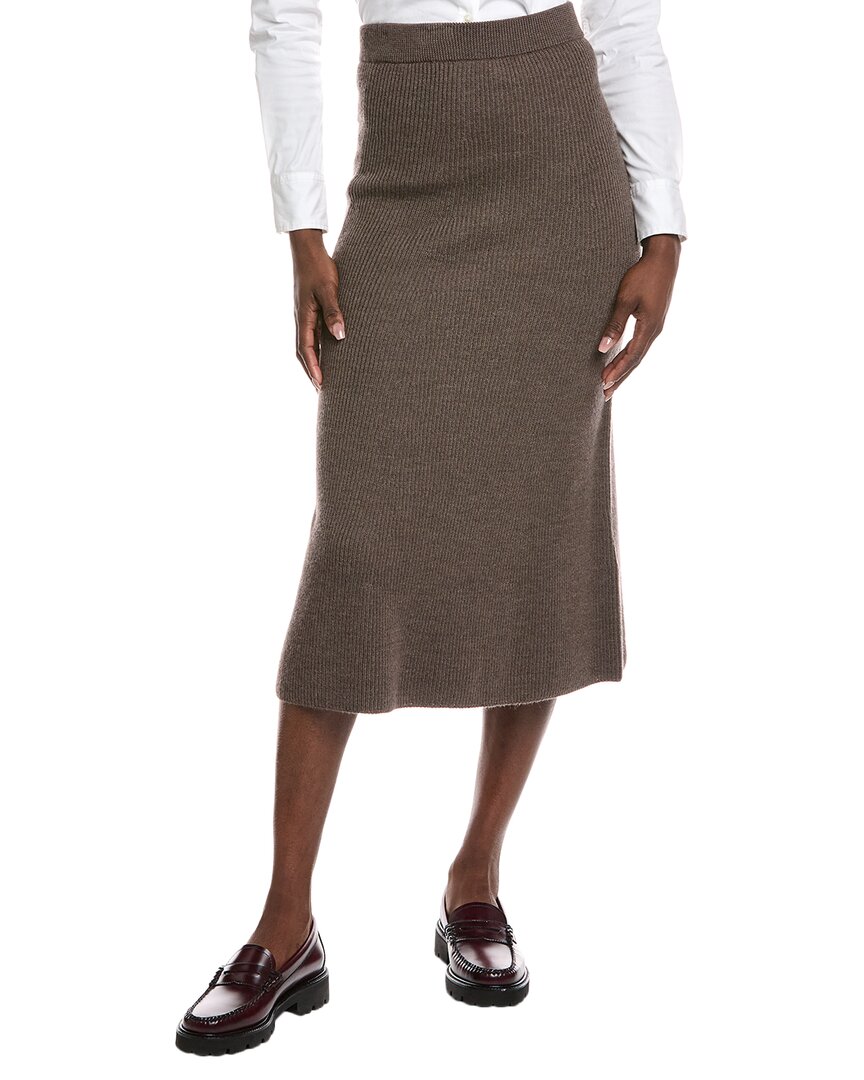Max Mara Agile Rib Wool Sweater Skirt In Brown