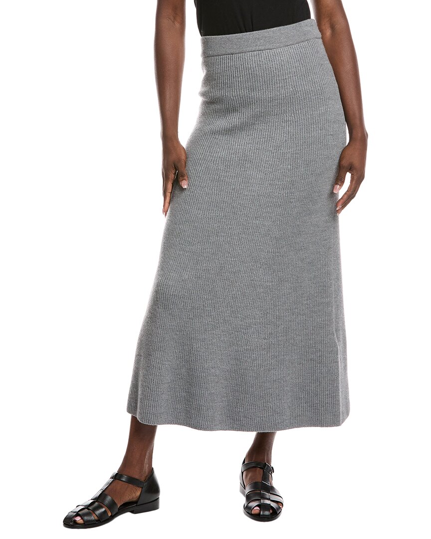 Max Mara Agile Rib Wool Sweater Skirt In Gray