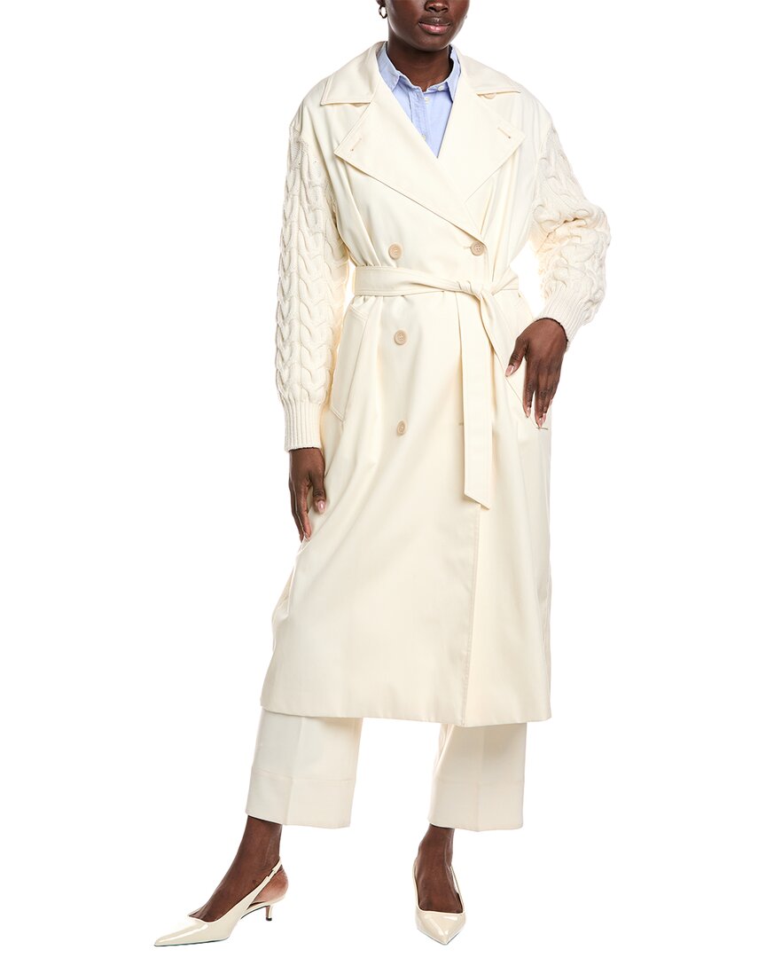 Max Mara Cicladi Wool Overcoat In White
