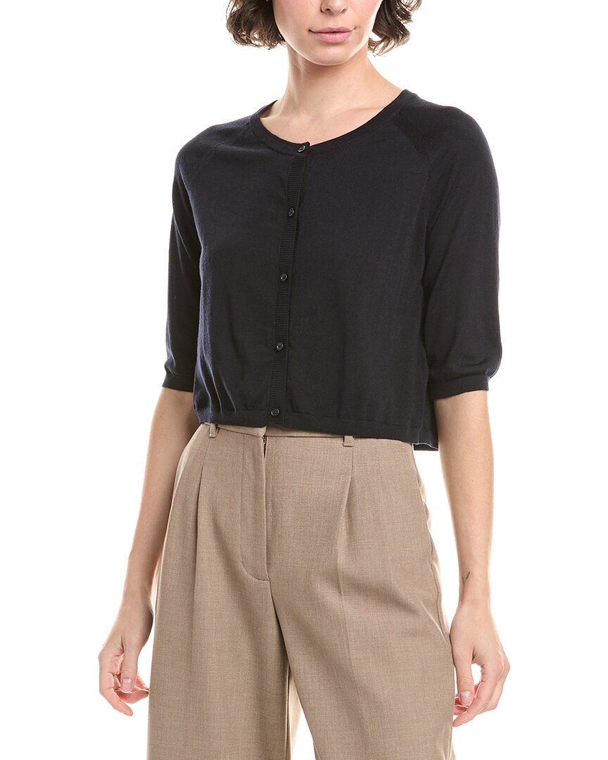 Max Mara S Clima Wool Shoulder Wrap Cardigan In Black