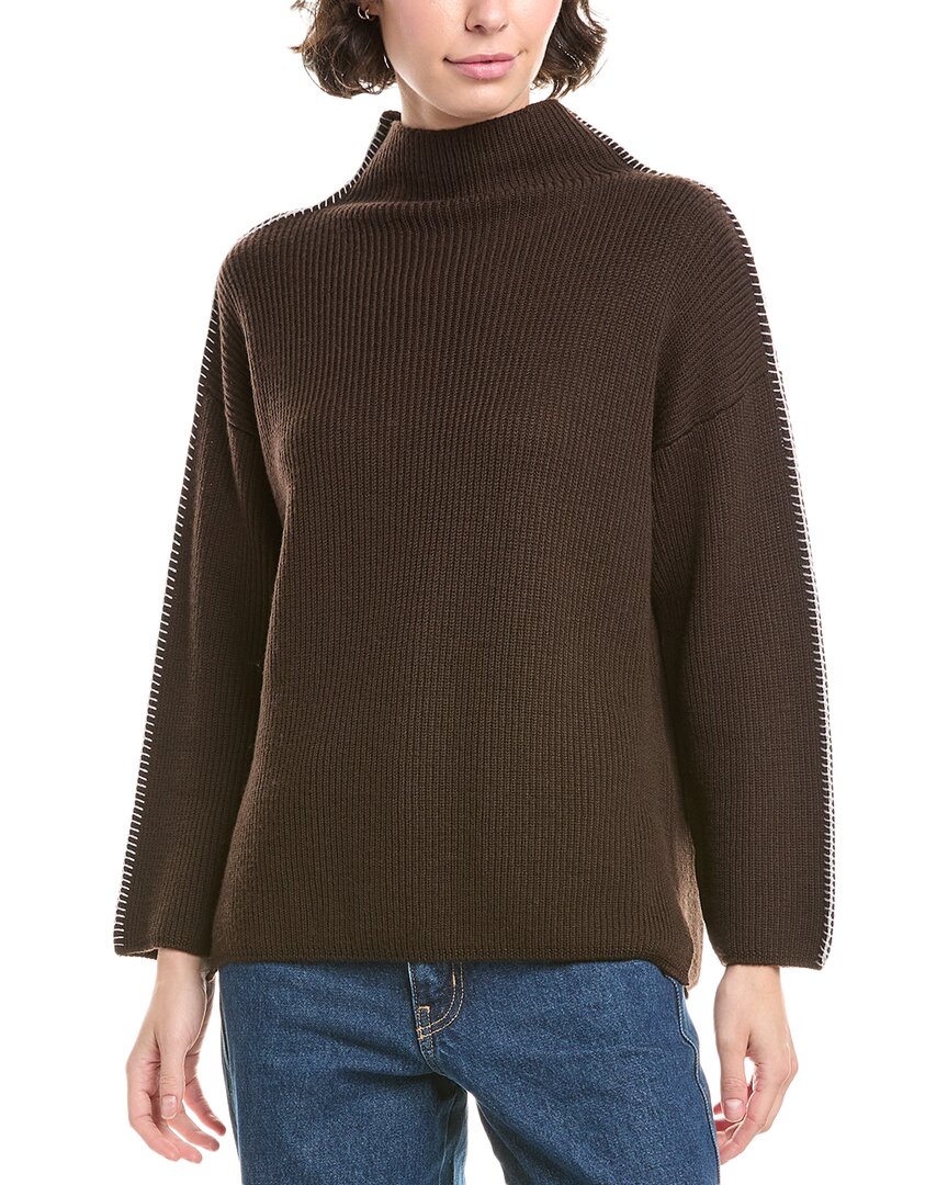 Max Mara Fanfara Wool Funnel Neck Sweater In Brown
