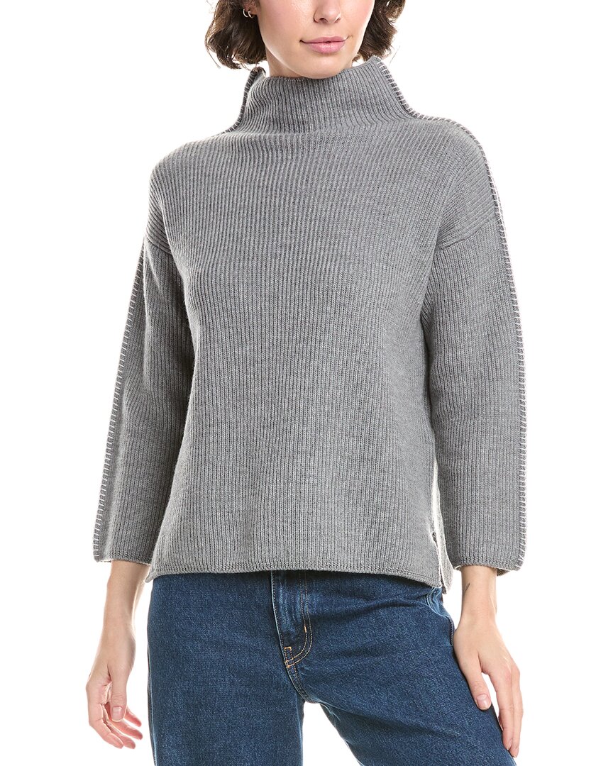 Max Mara Fanfara Wool Funnel Neck Sweater In Gray