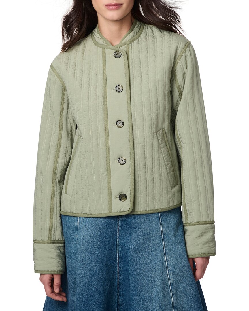 Bernardo Modern Quilted Cropped Jacket In Green