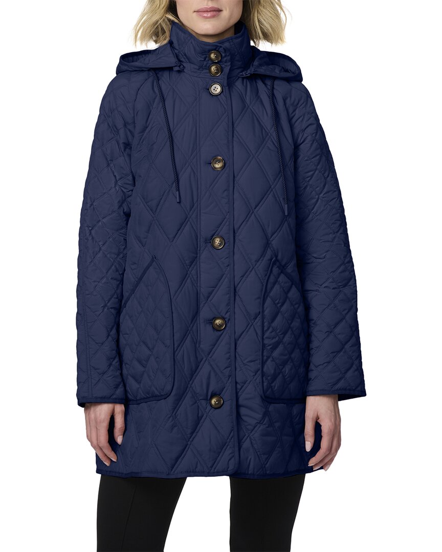 Bernardo Diamond Quilted Hooded Liner Jacket In Blue