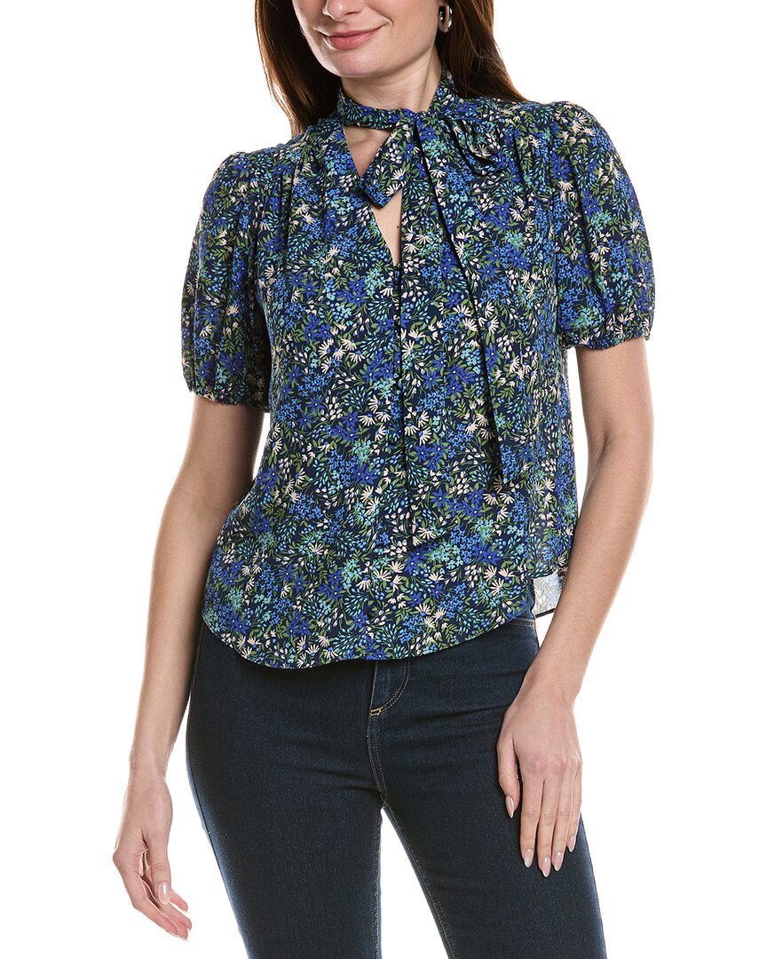 Cece V-neck Shirred Blouse In Navy