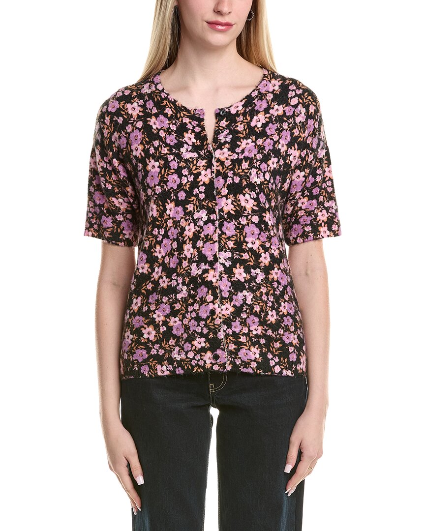 Cece Floral Print Cardigan In Black