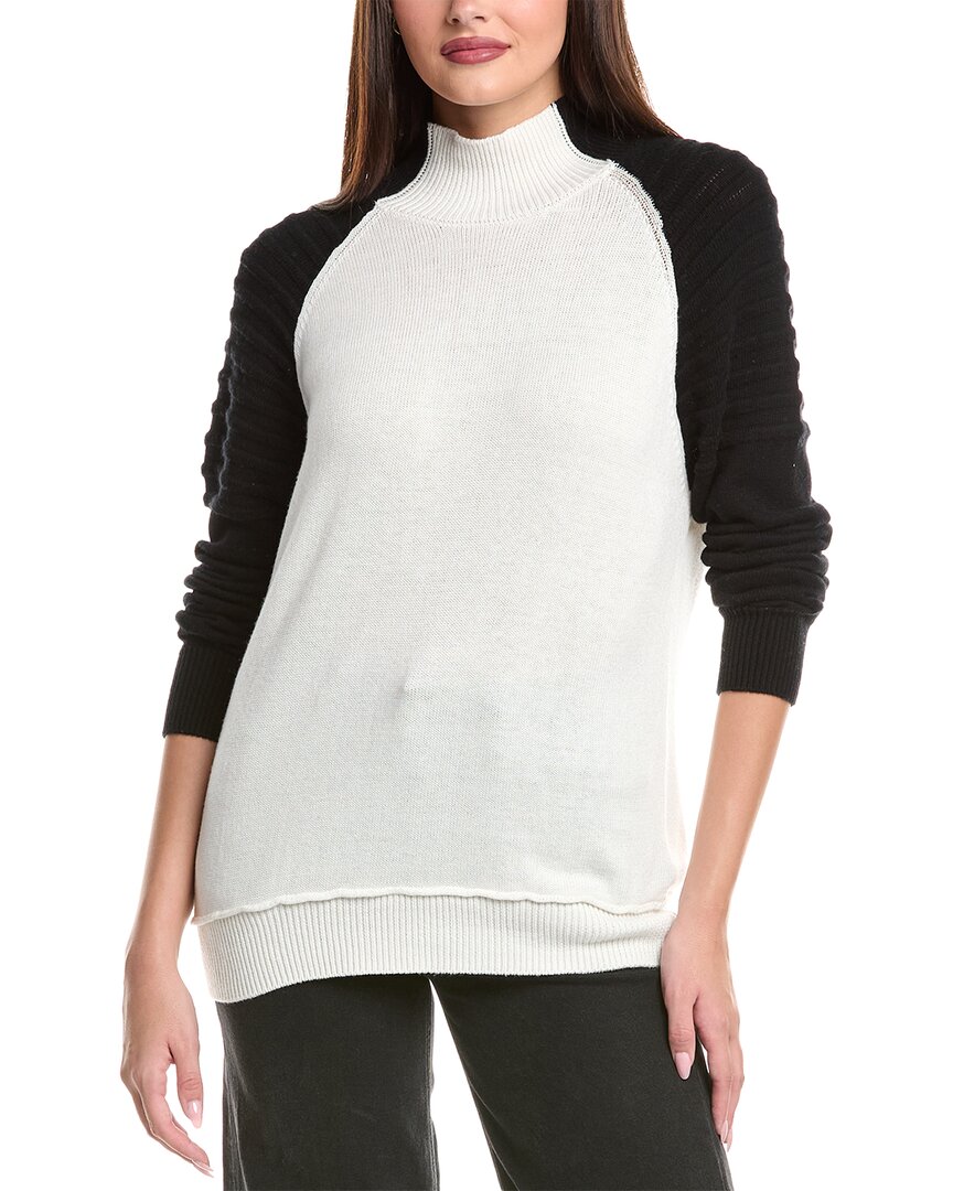 Wispr Colorblock Funnel Silk-blend Sweater In Black