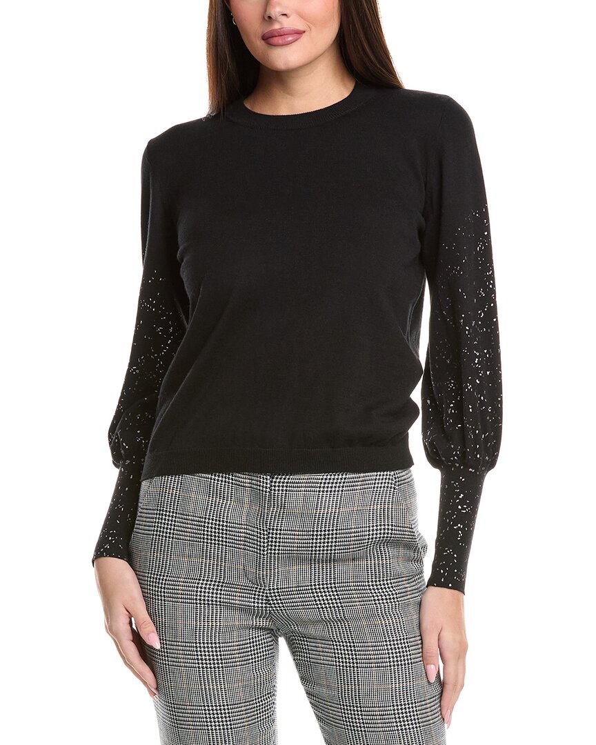 Wispr Foil Bijou Silk-blend Sweater In Black