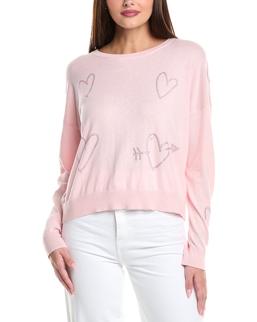 Wispr Heart Hot Fix Silk-blend Sweater In Pink