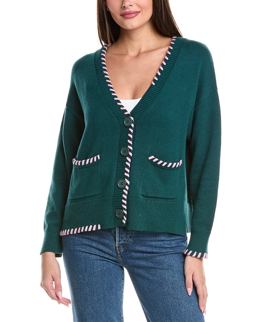 Wispr Parker Plait Silk-blend Cardigan In Green