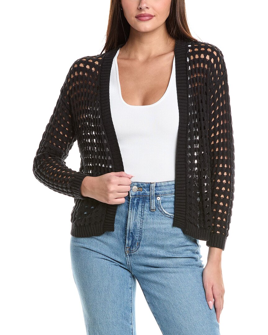 Wispr Pointelle Silk-blend Cardigan In Black