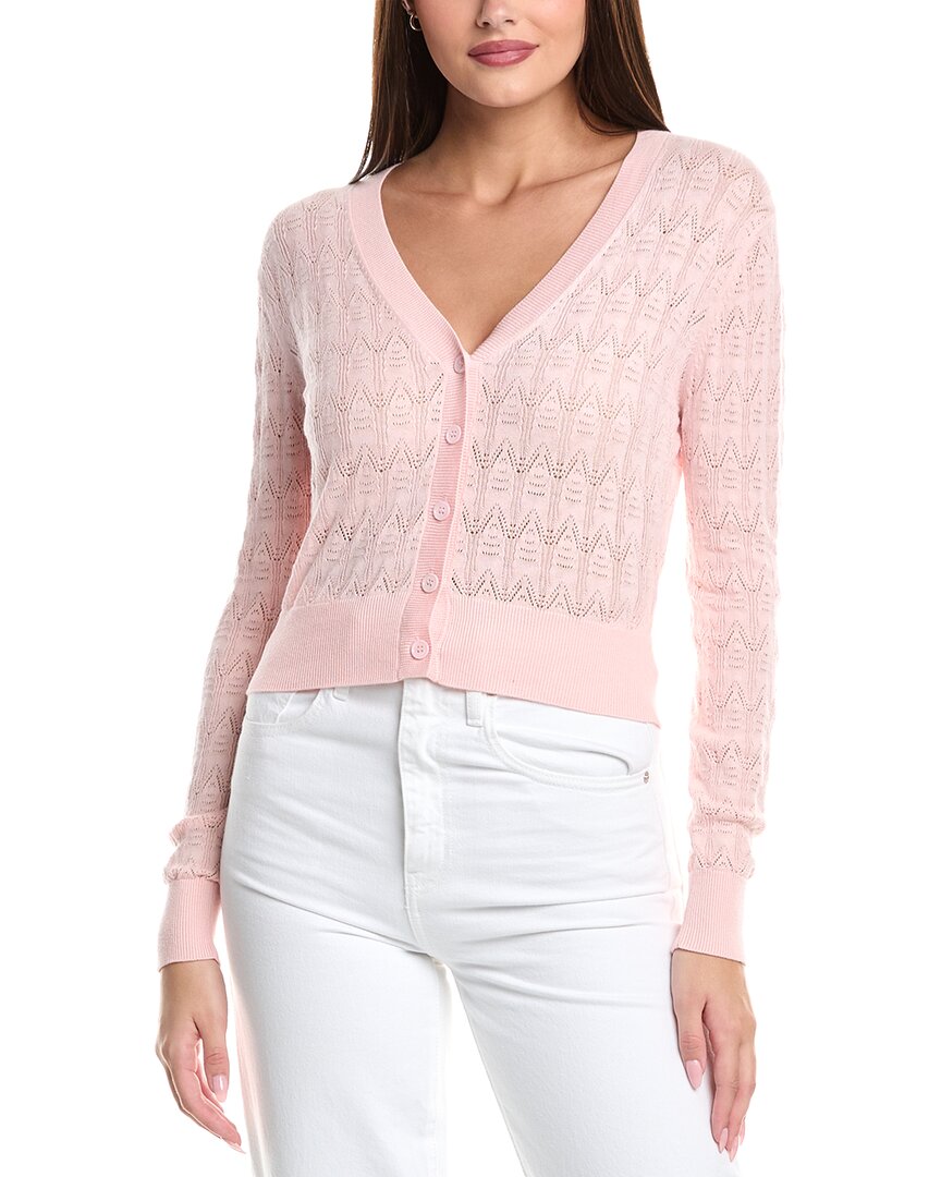 Wispr Pointelle Penny Silk-blend Cardigan In Pink
