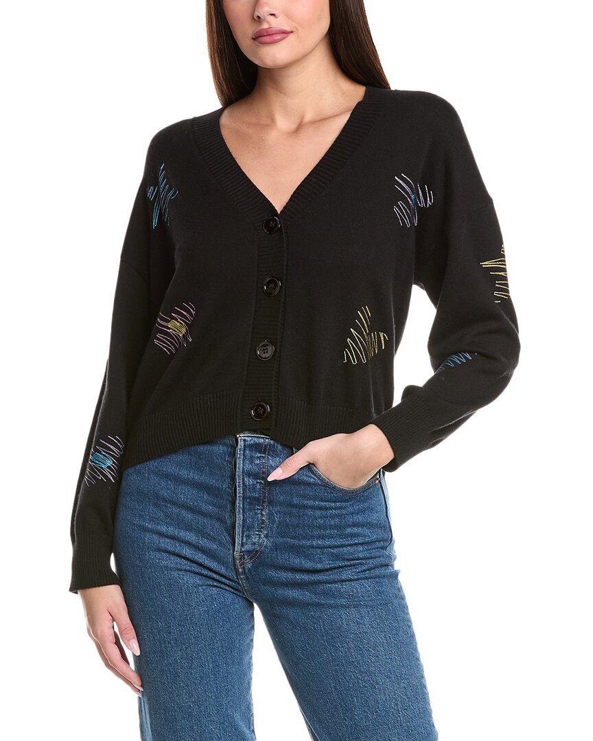 Wispr Sketch Embroidered Silk-blend Cardigan In Black