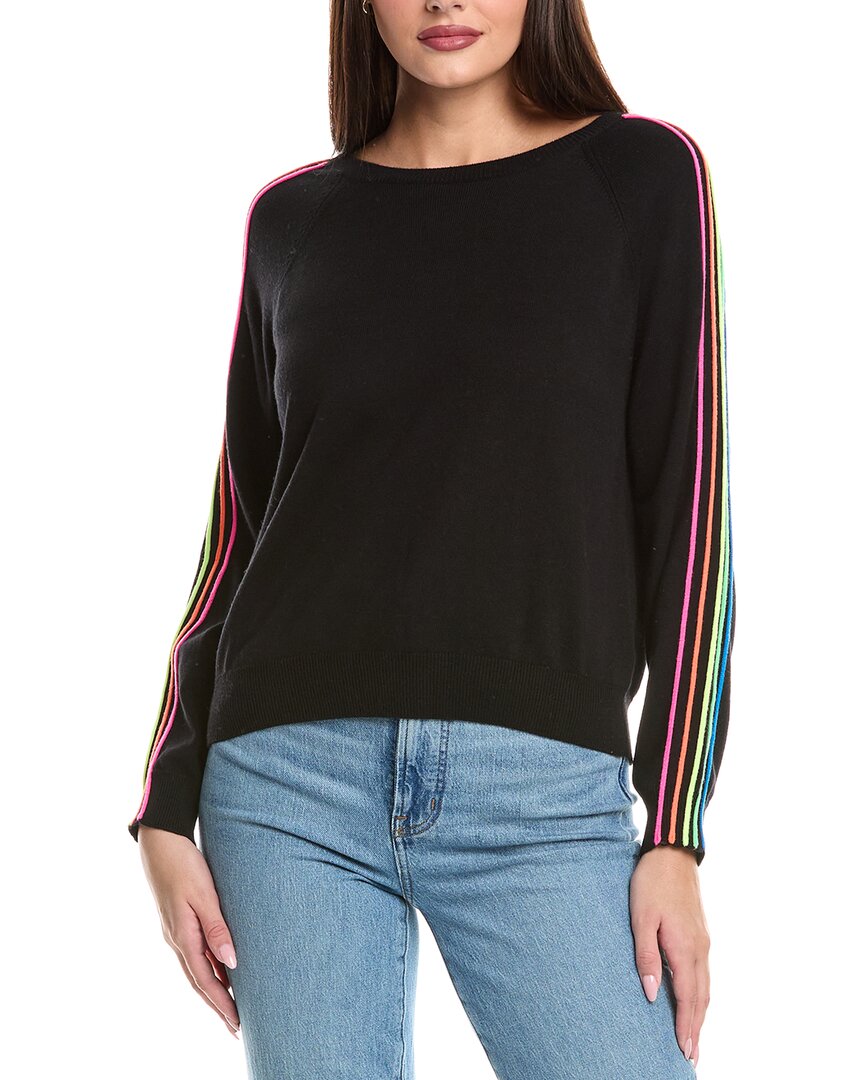 Wispr Sporty Stripe Mini Silk-blend Sweater In Black