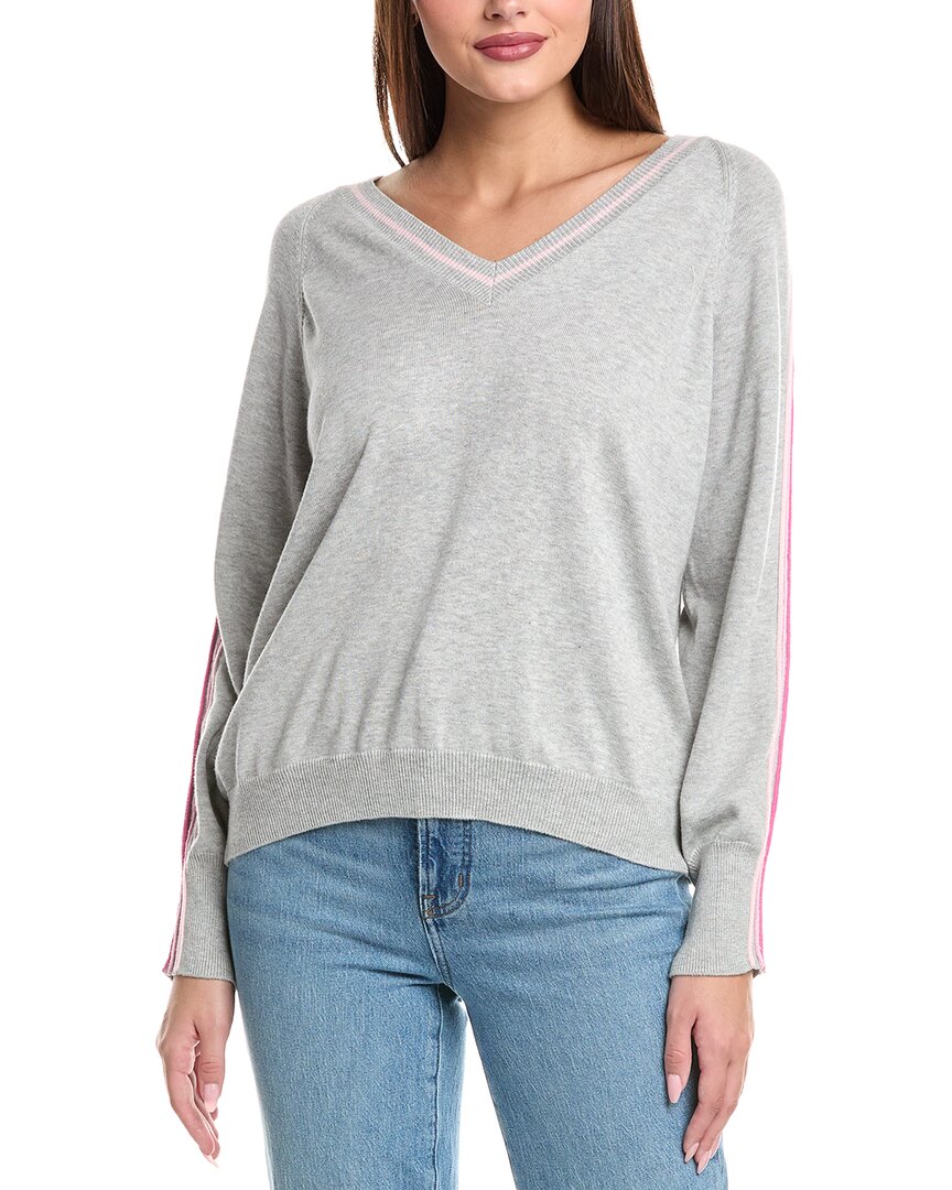 Wispr Sporty Stripe Mini Silk-blend Sweater In Gray