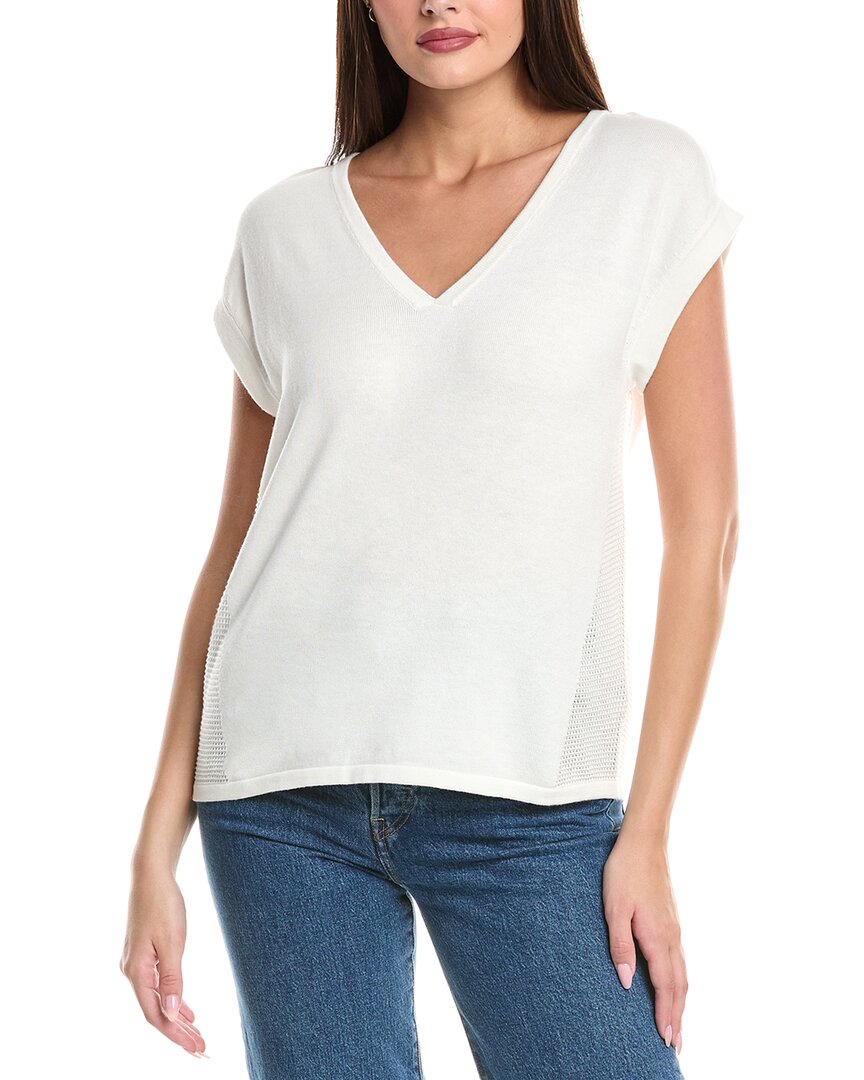 Wispr Veronica Silk-blend Sweater T-shirt In White