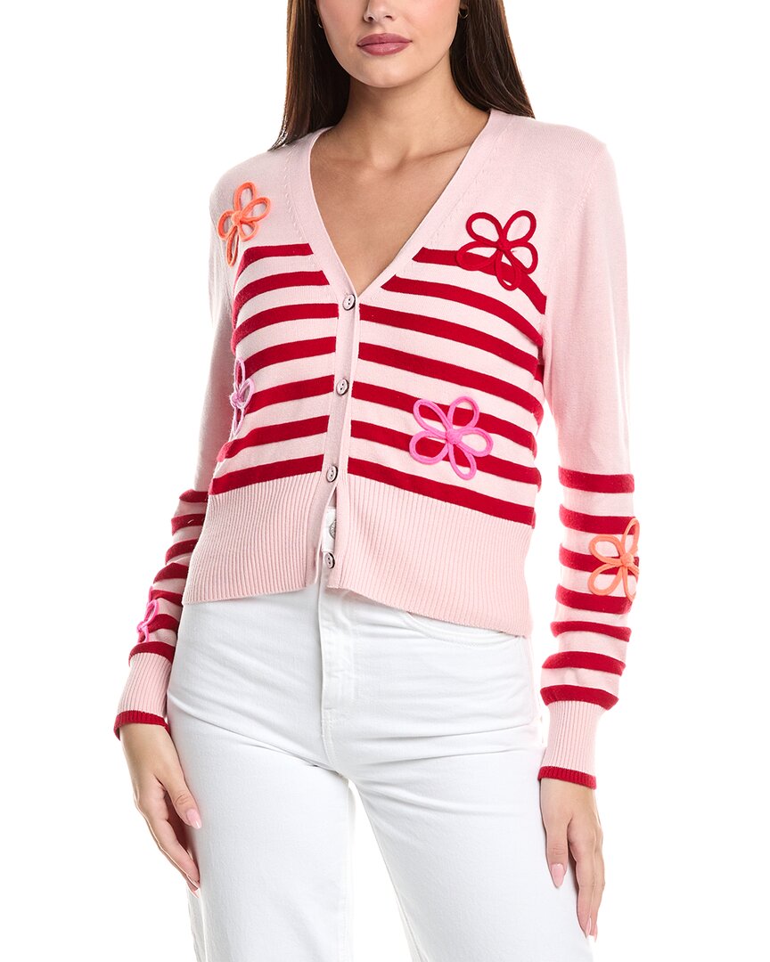 Wispr Violet Floral Silk-blend Cardigan In Pink
