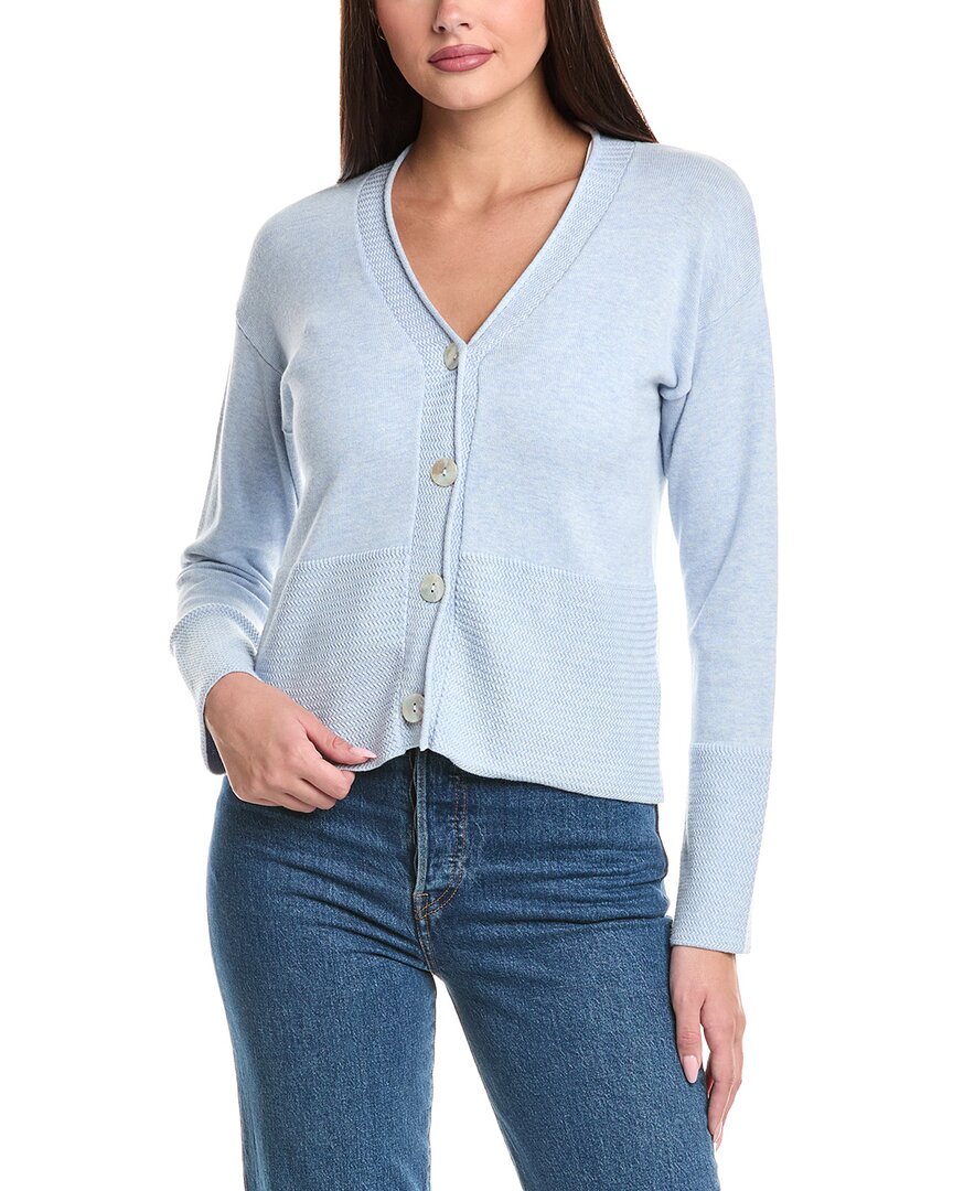 Wispr Zig Zag Stitch Silk-blend Cardigan In Blue