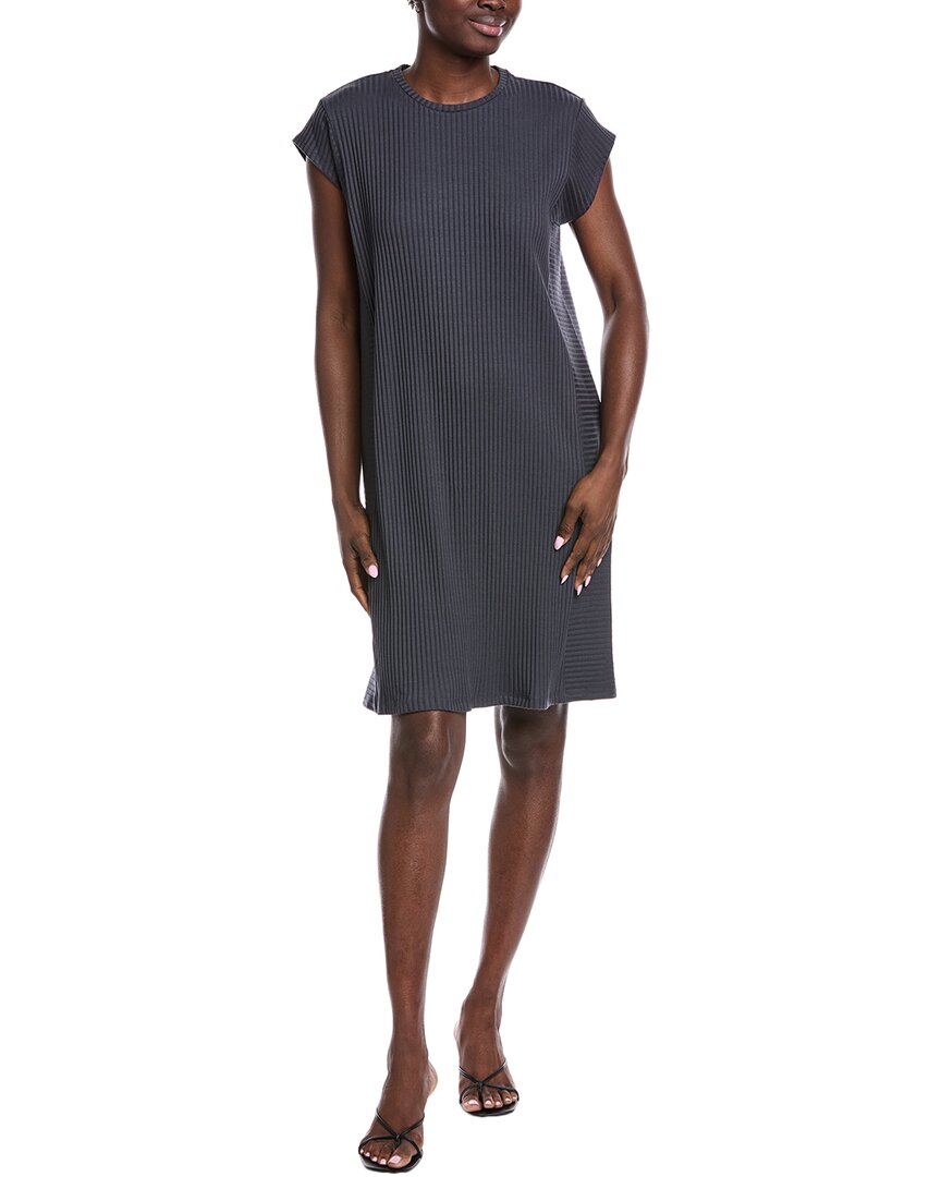 Eileen Fisher Textured Stretch Rib Round Neck Dress In Brown