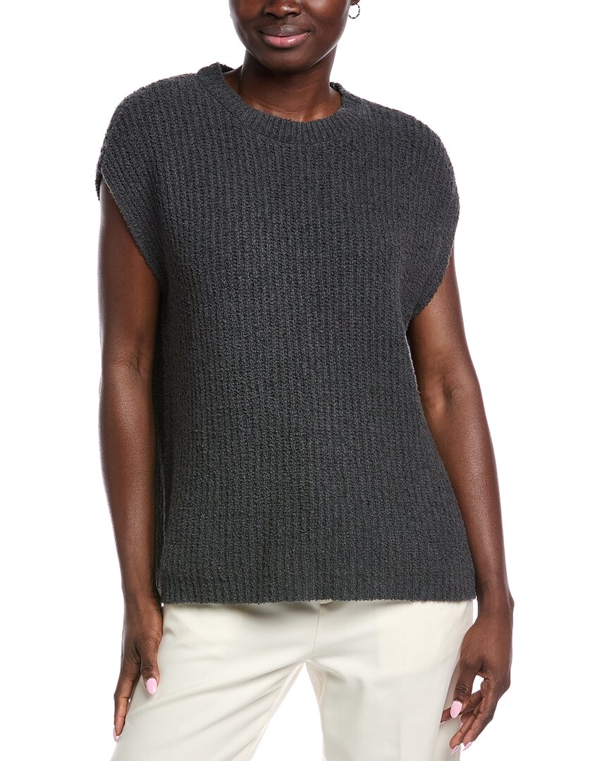 Eileen Fisher Fluff Cashmere-blend Sweater Vest In Gray