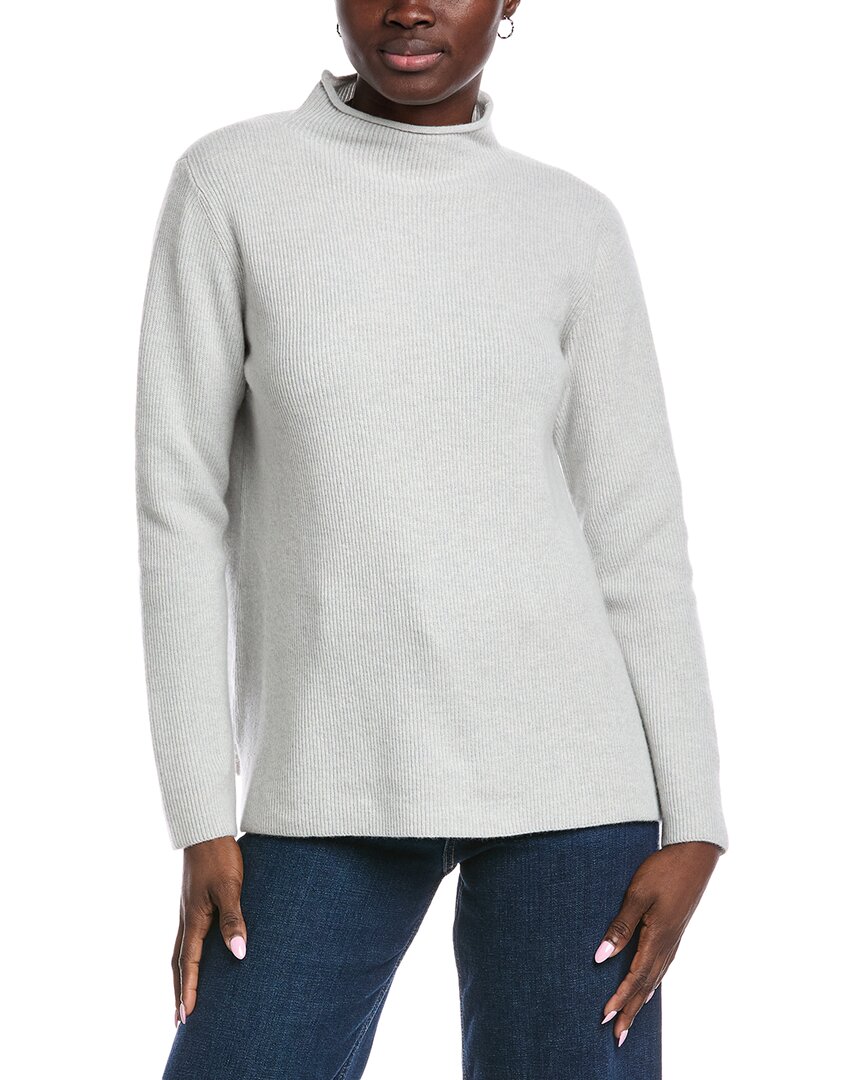 Eileen Fisher Funnel Neck Cashmere Sweater In White