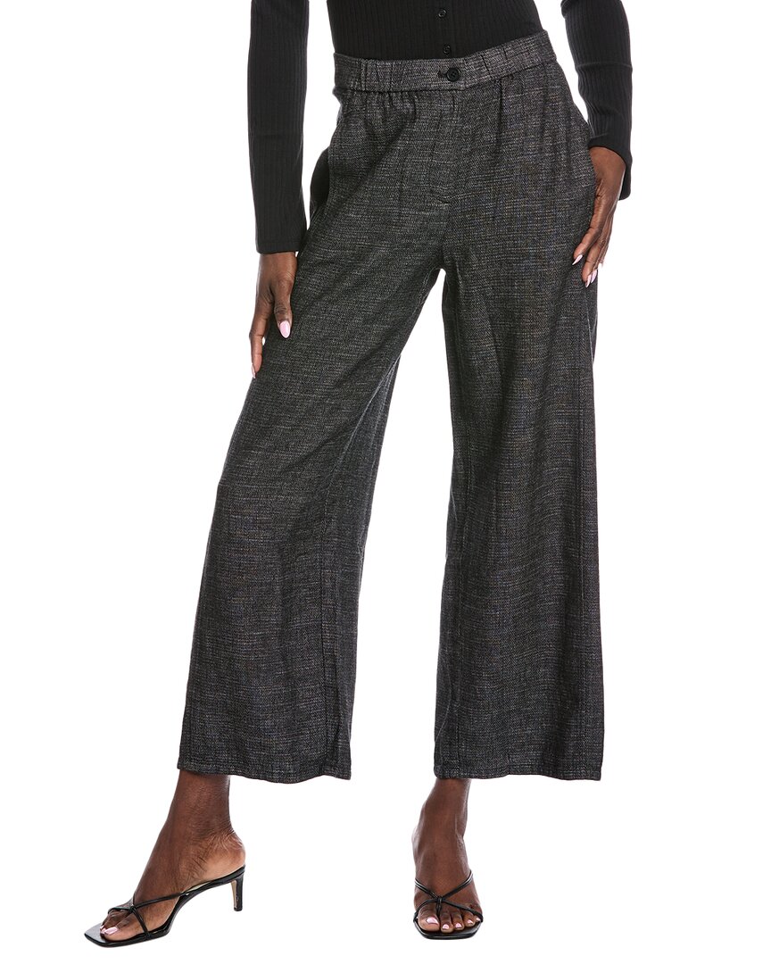 Eileen Fisher Cropped Wide-leg Hemp-organic Cotton Pants In Gray