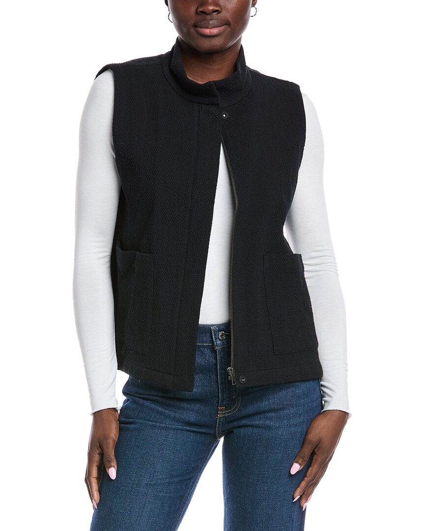 Eileen Fisher  Stand Collar Vest レディース シャツ トップス Black White Eileen Fisher Stand Collar Stretch Organic Cotton Vest