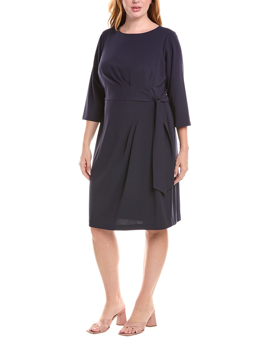 Tahari Asl Side Tie Faux Wrap Sheath Dress In Blue