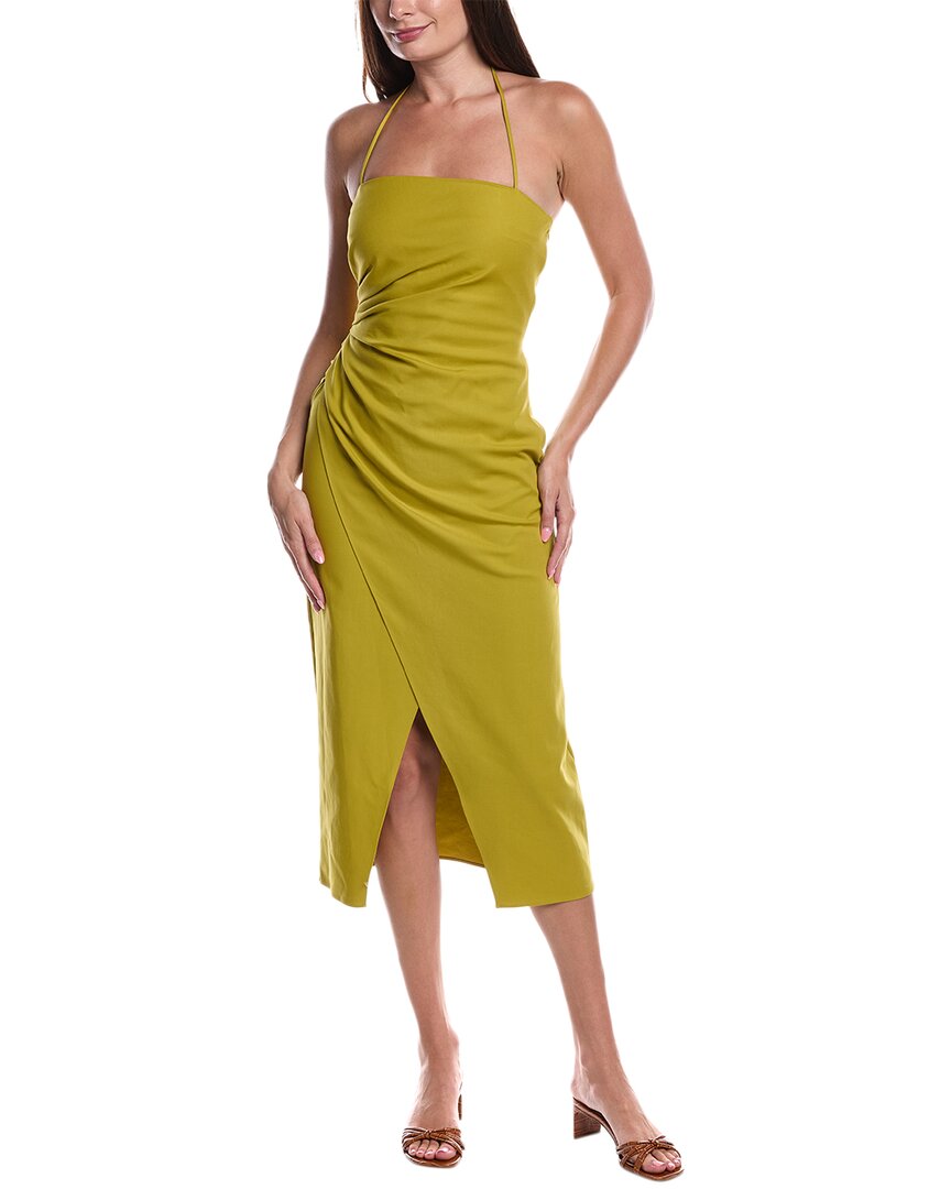 A.l.c Charlotte Gathered Halter Midi Dress In Green