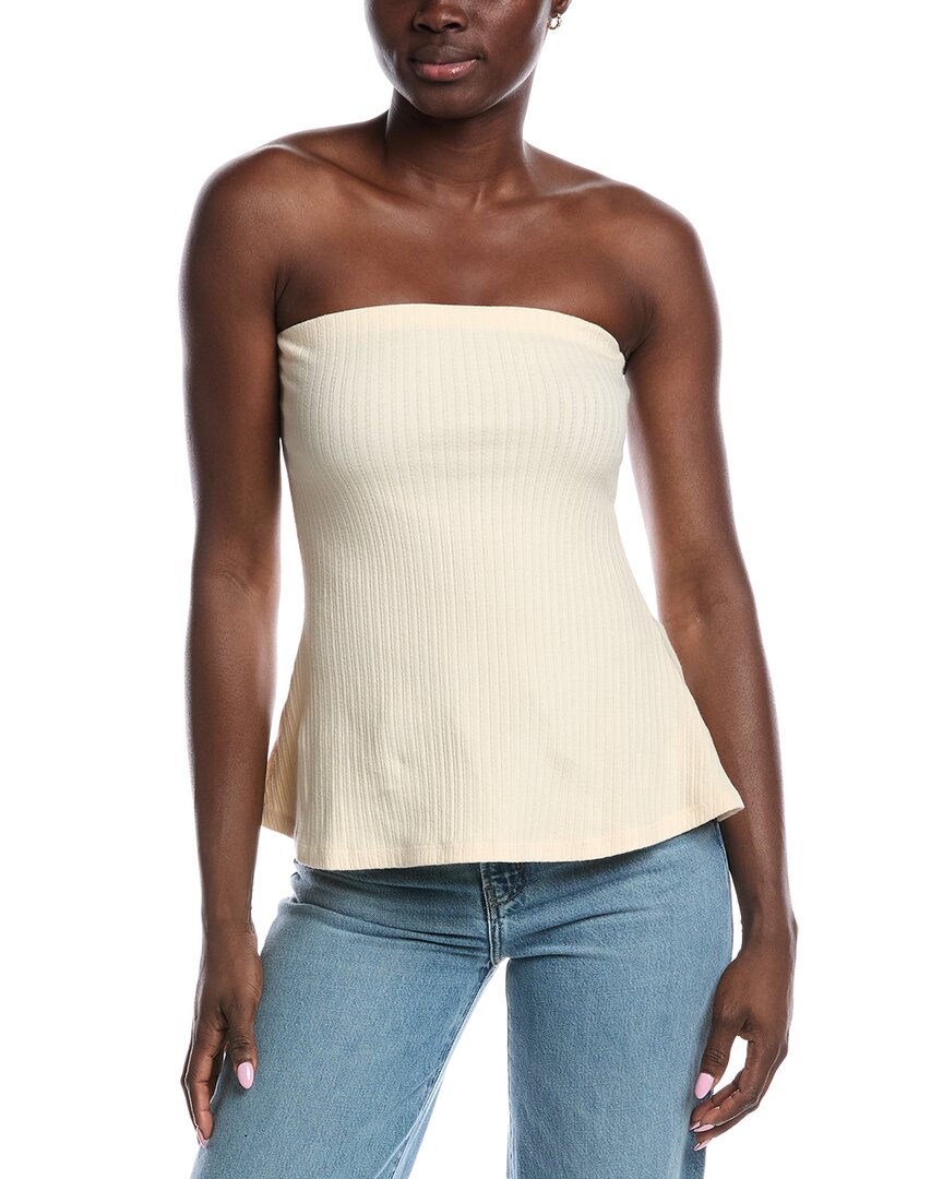 Project Social T Tempted Pointelle Peplum Tube Top In White