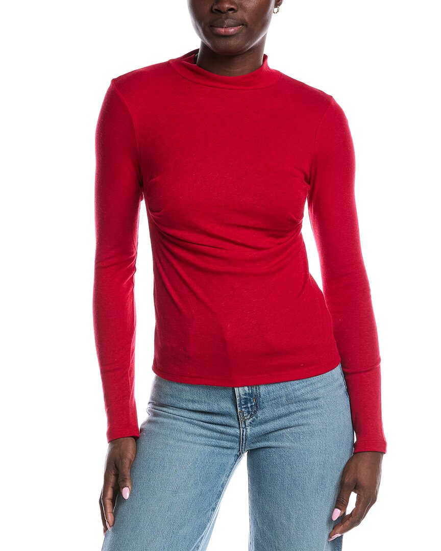 Project Social T Belle Baby Rib Mock Neck Top In Red