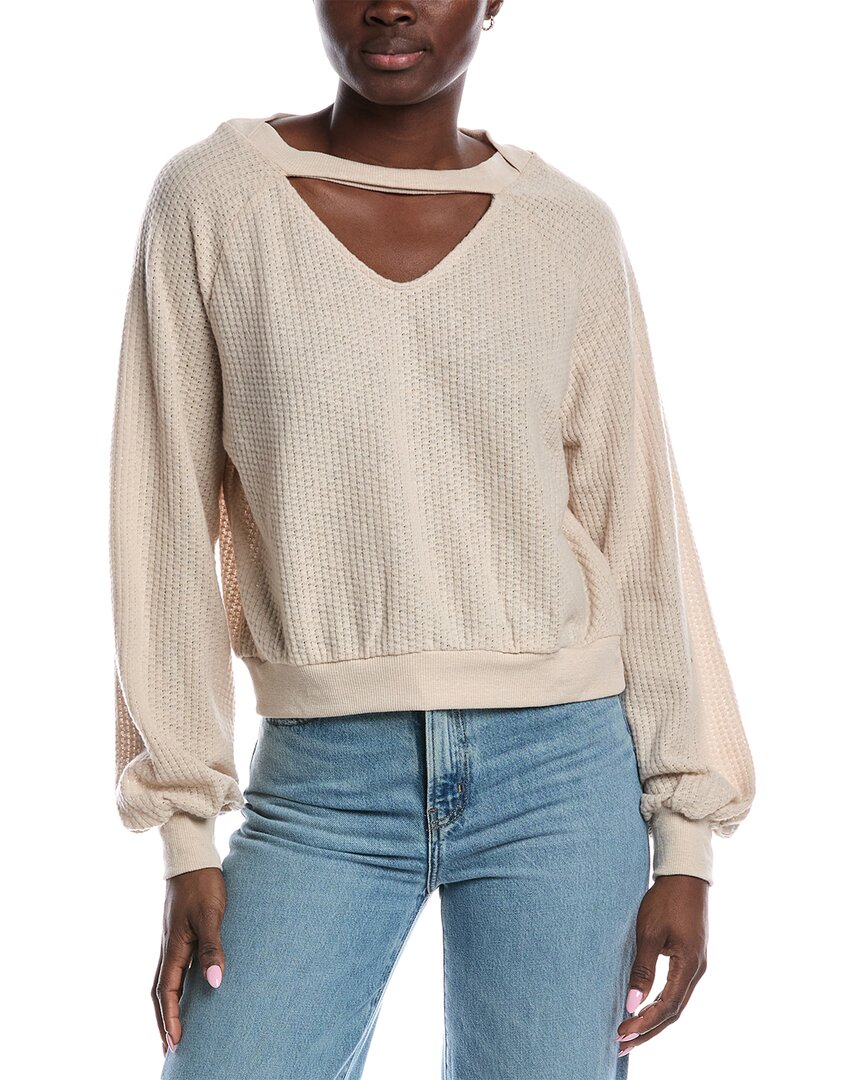 Project Social T Night & Day Cut Out Cozy Thermal Top In Neutral